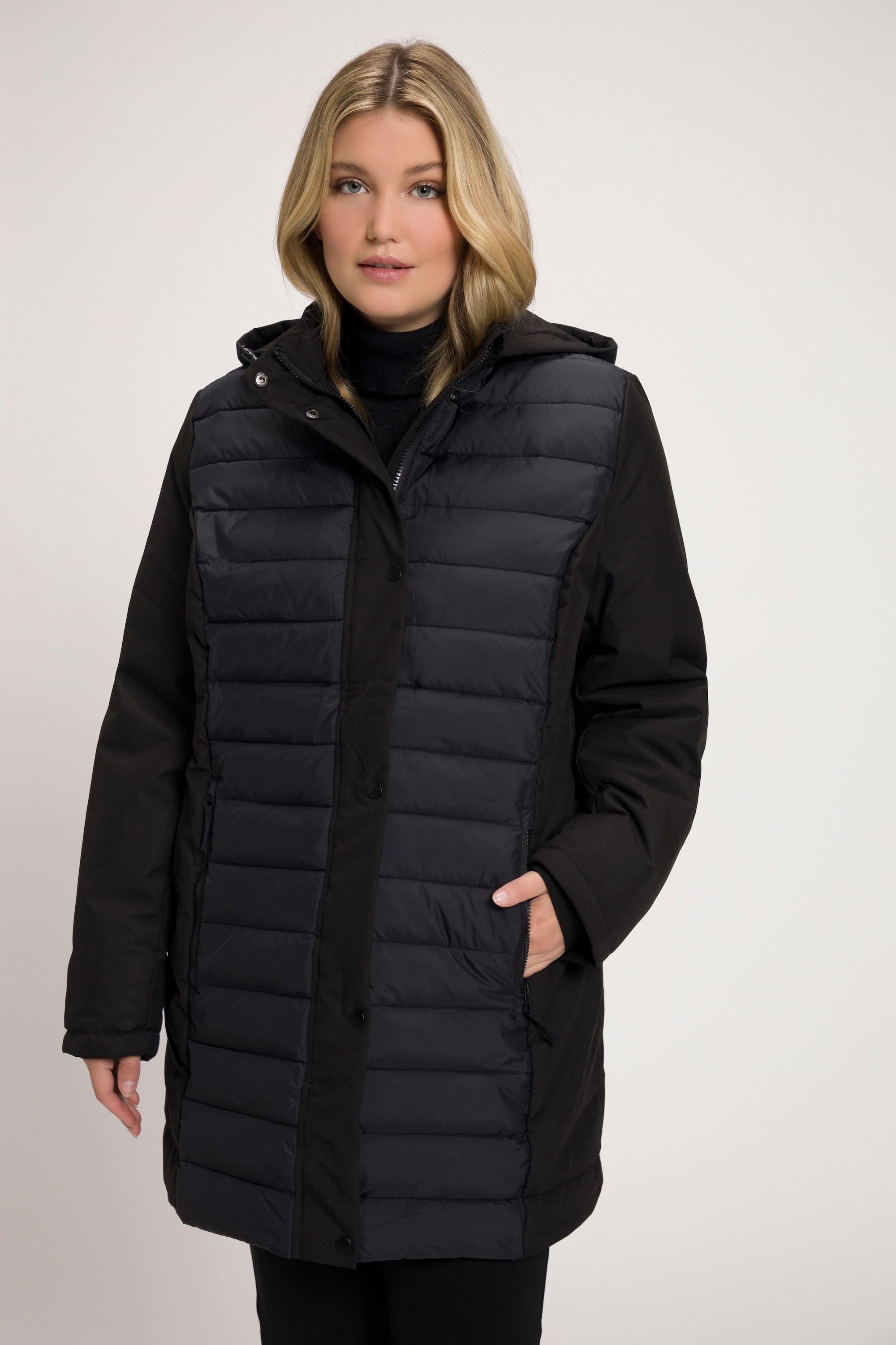 Ulla Popken  Veste Hybrid à capuche, matelassage/Softshell, matière déperlante 