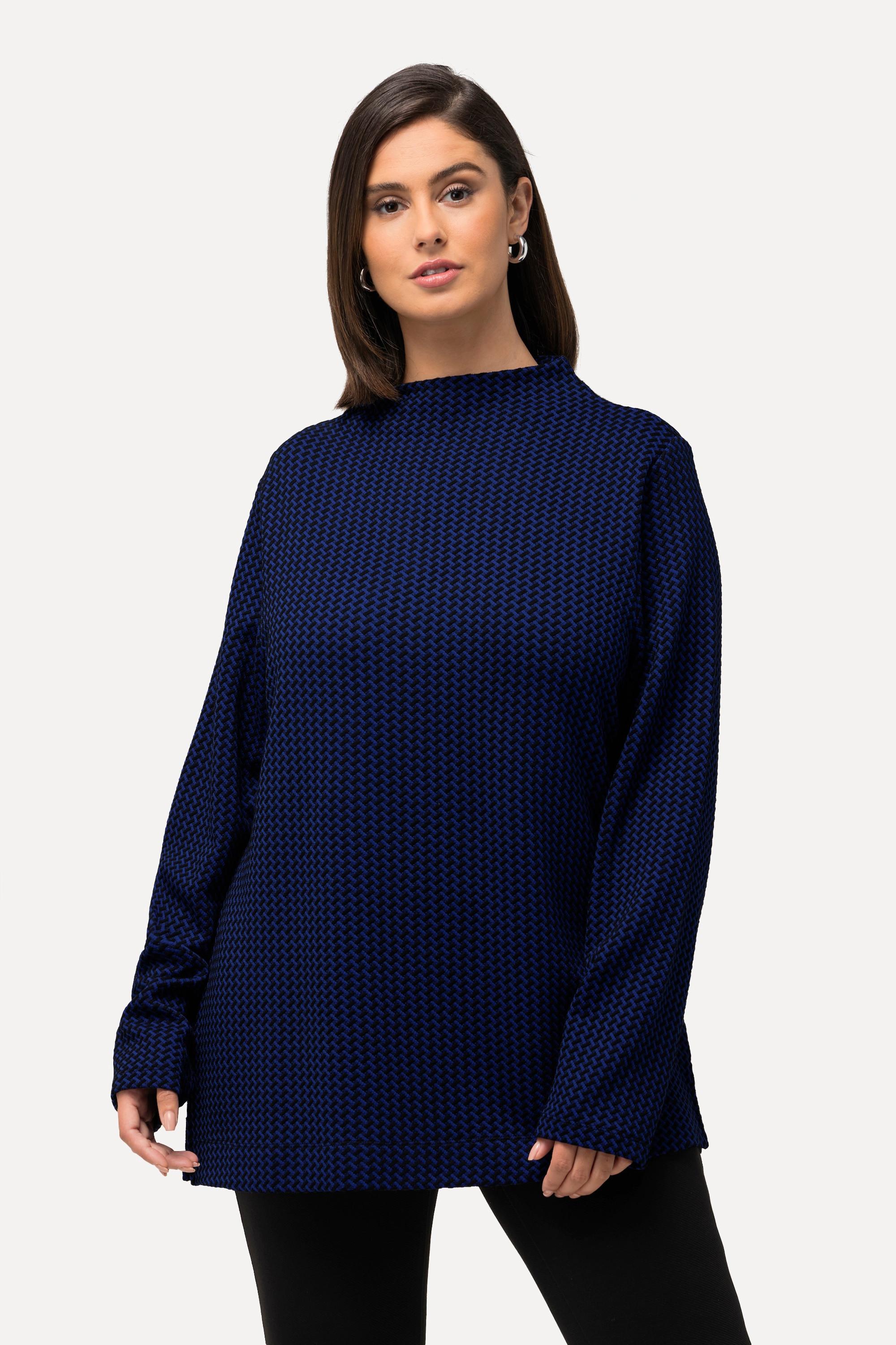 Ulla Popken  Sweatshirt, Struktur, Stehkragen, Langarm 