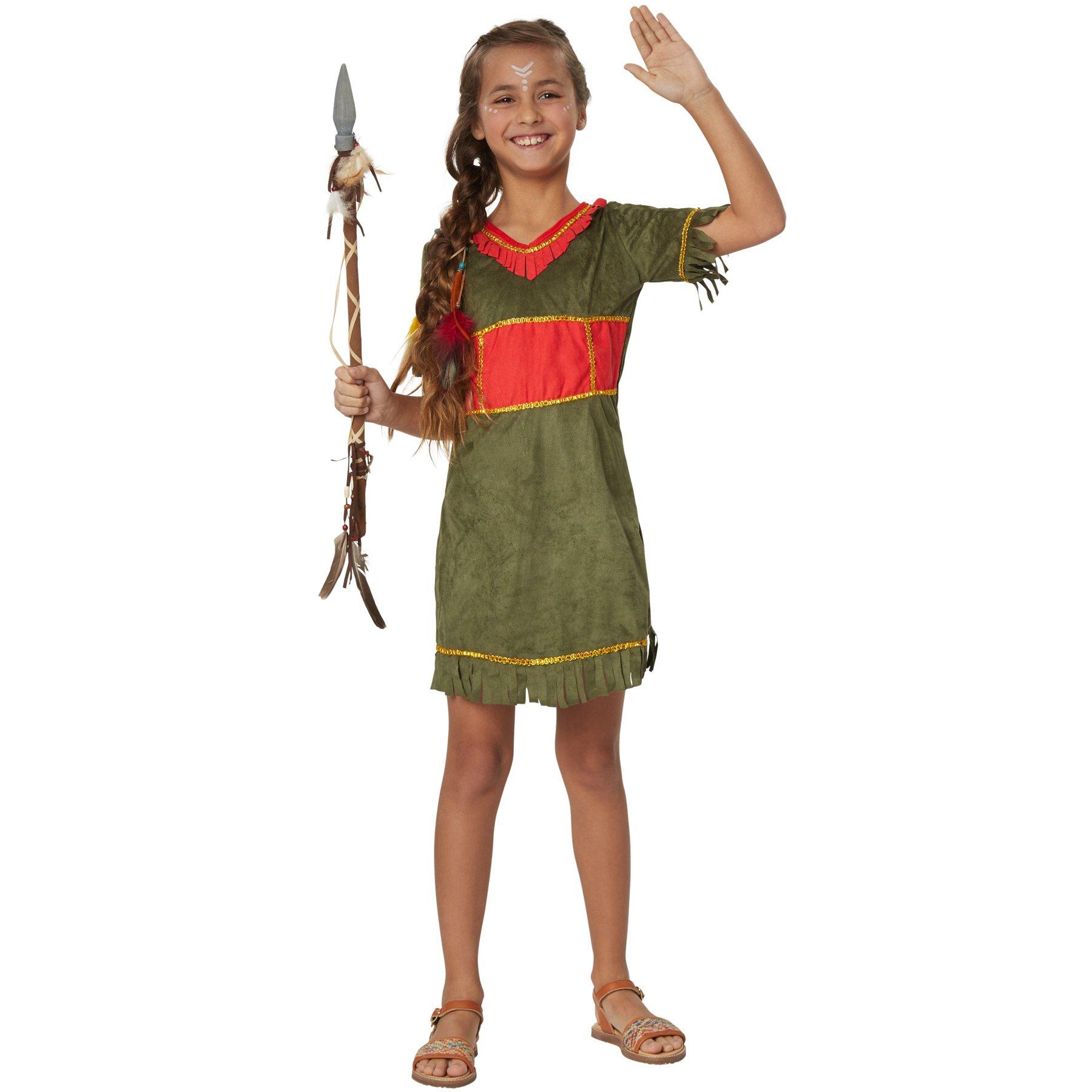 Image of Mädchenkostüm Kleine Mohikanerin Grün