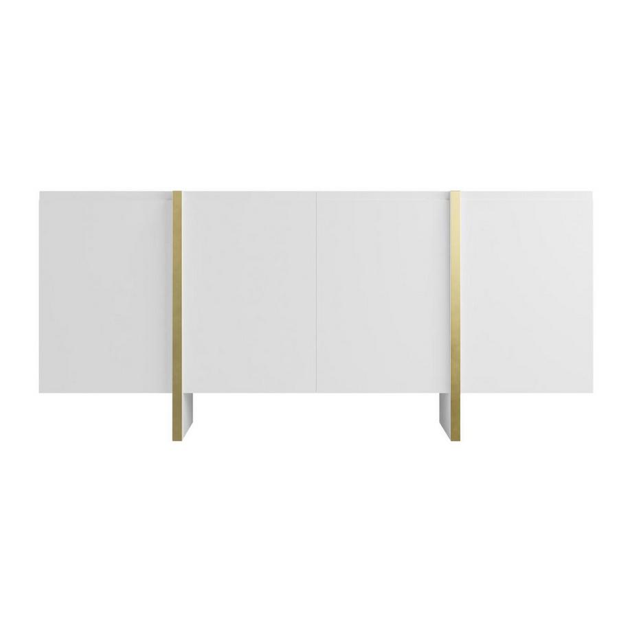 Vente-unique  Buffet avec 4 portes en MDF - Blanc et Doré - LUVONIA 