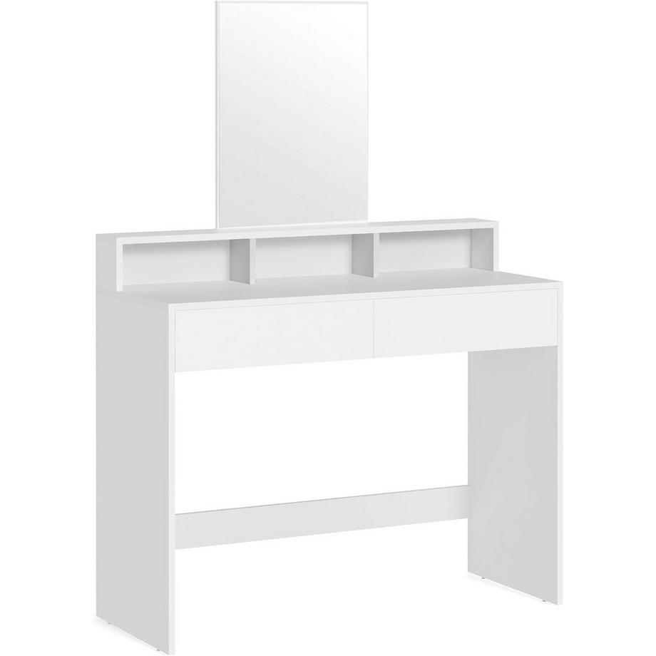 Pricenet  Coiffeuse blanche peu encombrante avec miroir et rangement 
