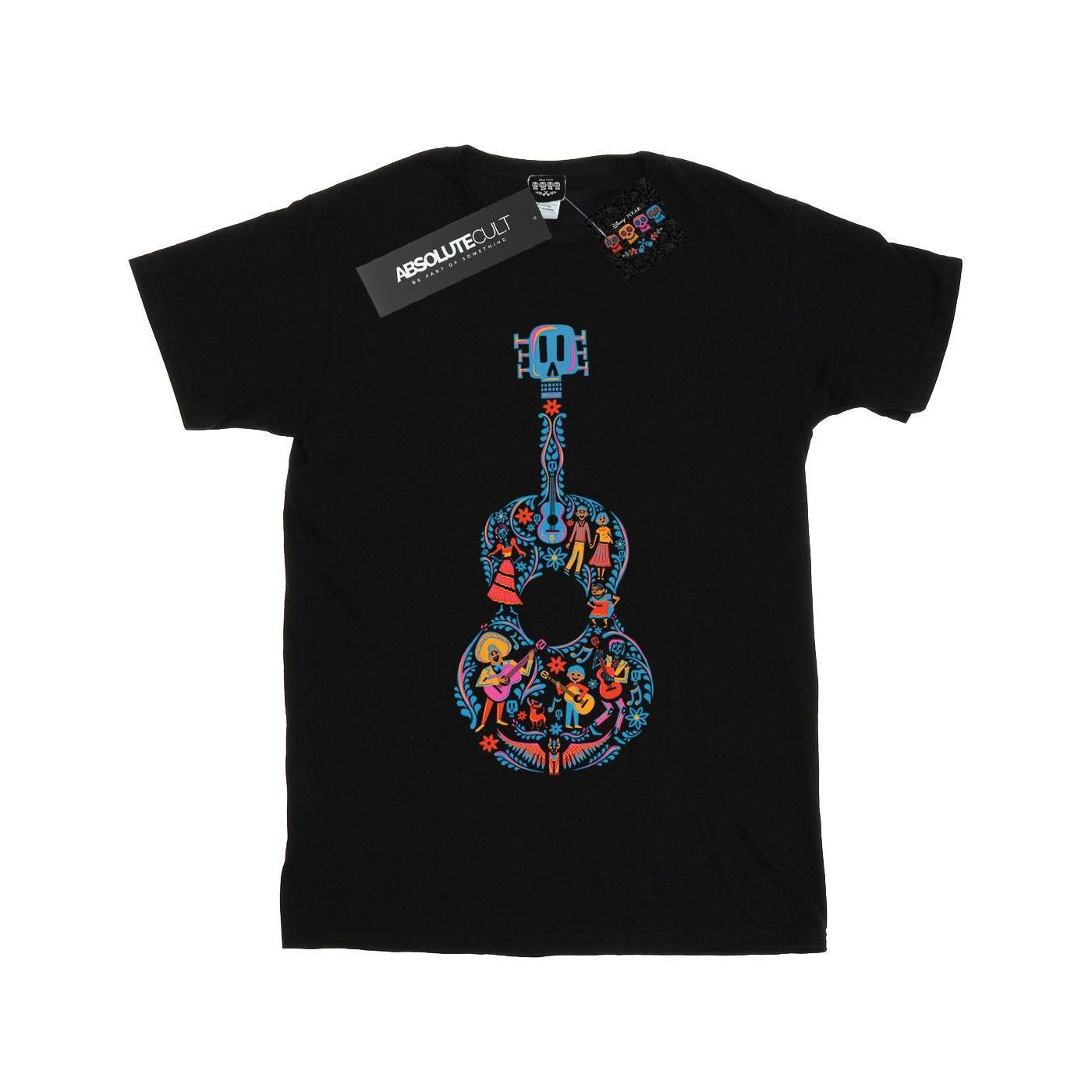 Image of Coco Guitar Pattern Tshirt Damen Schwarz XL