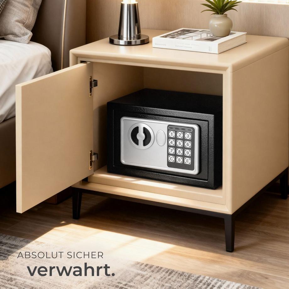 Tectake Elektronischer Safe  mit Doppelbolzen-Verschlusssystem LED-Anzeige mit akustischem Signal  