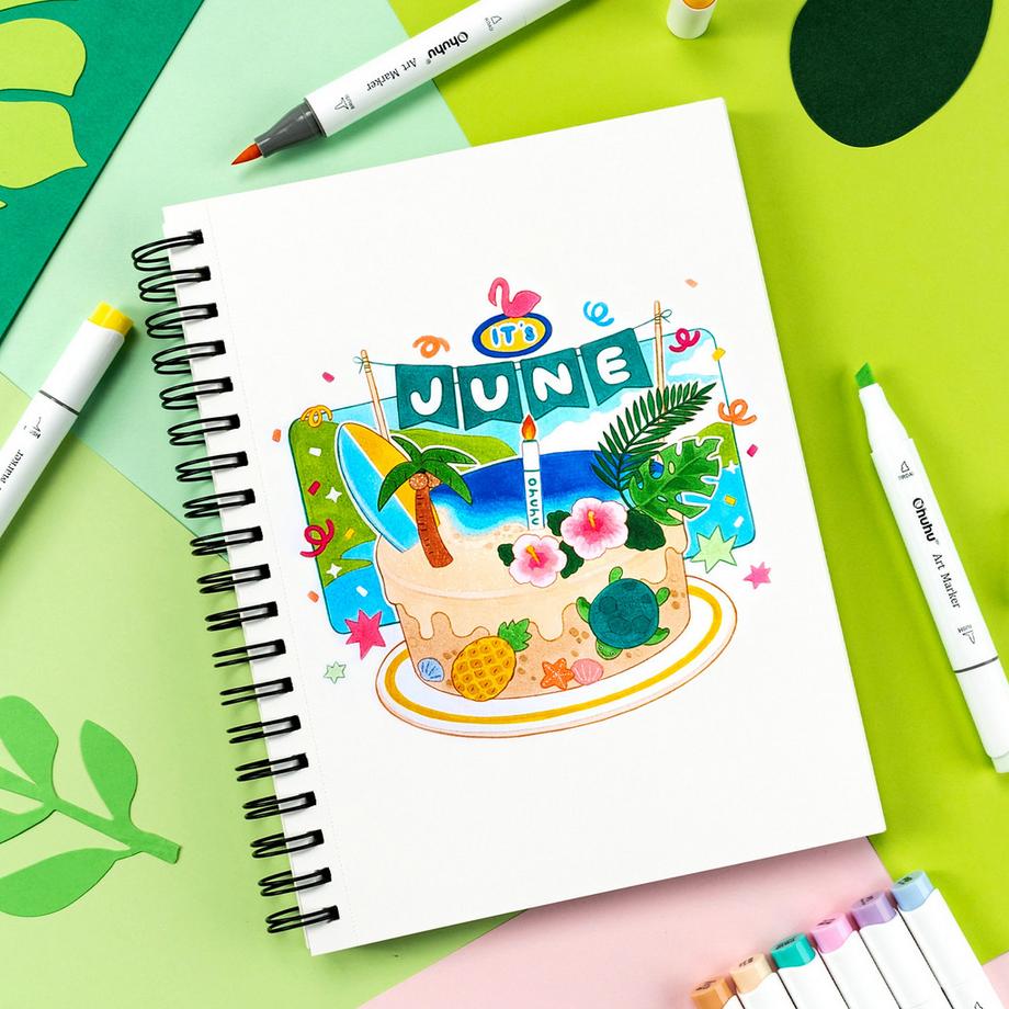 Ohuhu  Honolulu Kunstmarker (alkoholbasis, doppelseitig) - 6 Grundfarben 