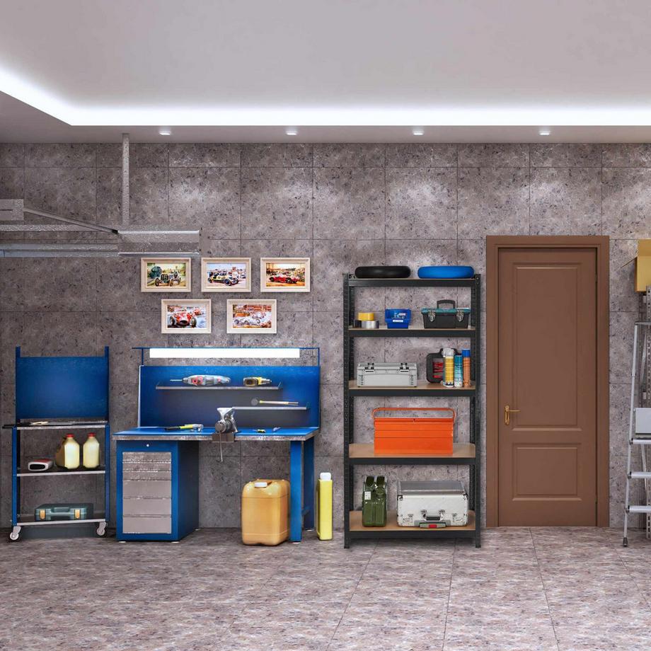 B2X Schwarzes stabiles Regal mit 5 Ebenen  