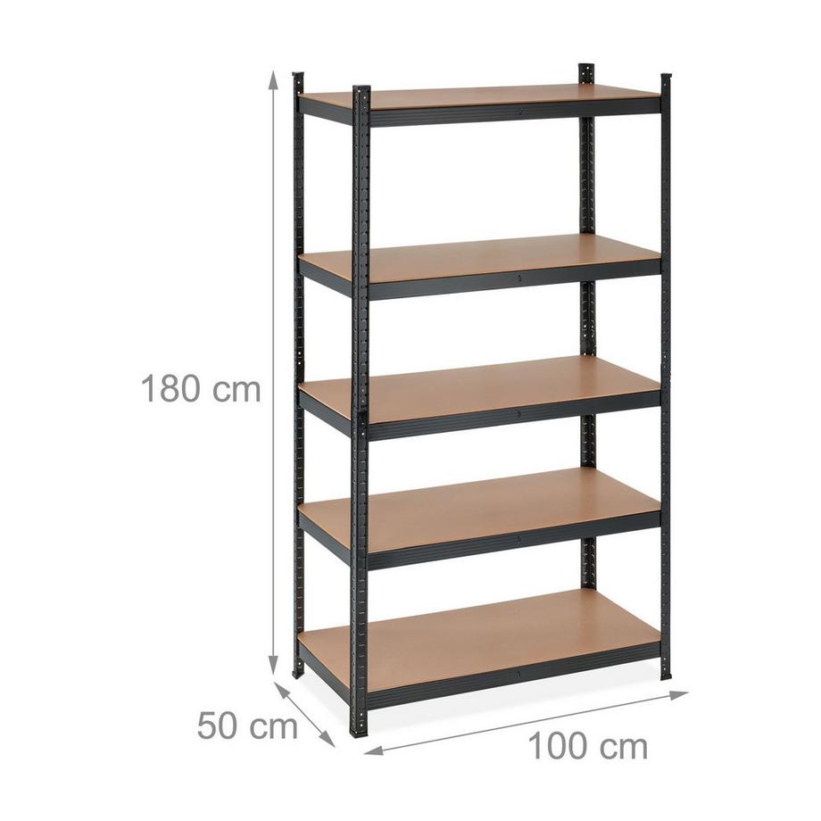 B2X Schwarzes stabiles Regal mit 5 Ebenen  