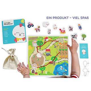 Activity-board  Jeu d'enfilage à la ferme : jouets pour enfants à partir de 2 ans, jouets de motricité en bois, jouets pour enfants, jouets en bois avec 12 figurines en bois et plateau de jeu 