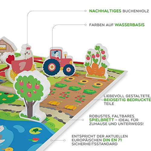 Activity-board  Jeu d'enfilage à la ferme : jouets pour enfants à partir de 2 ans, jouets de motricité en bois, jouets pour enfants, jouets en bois avec 12 figurines en bois et plateau de jeu 