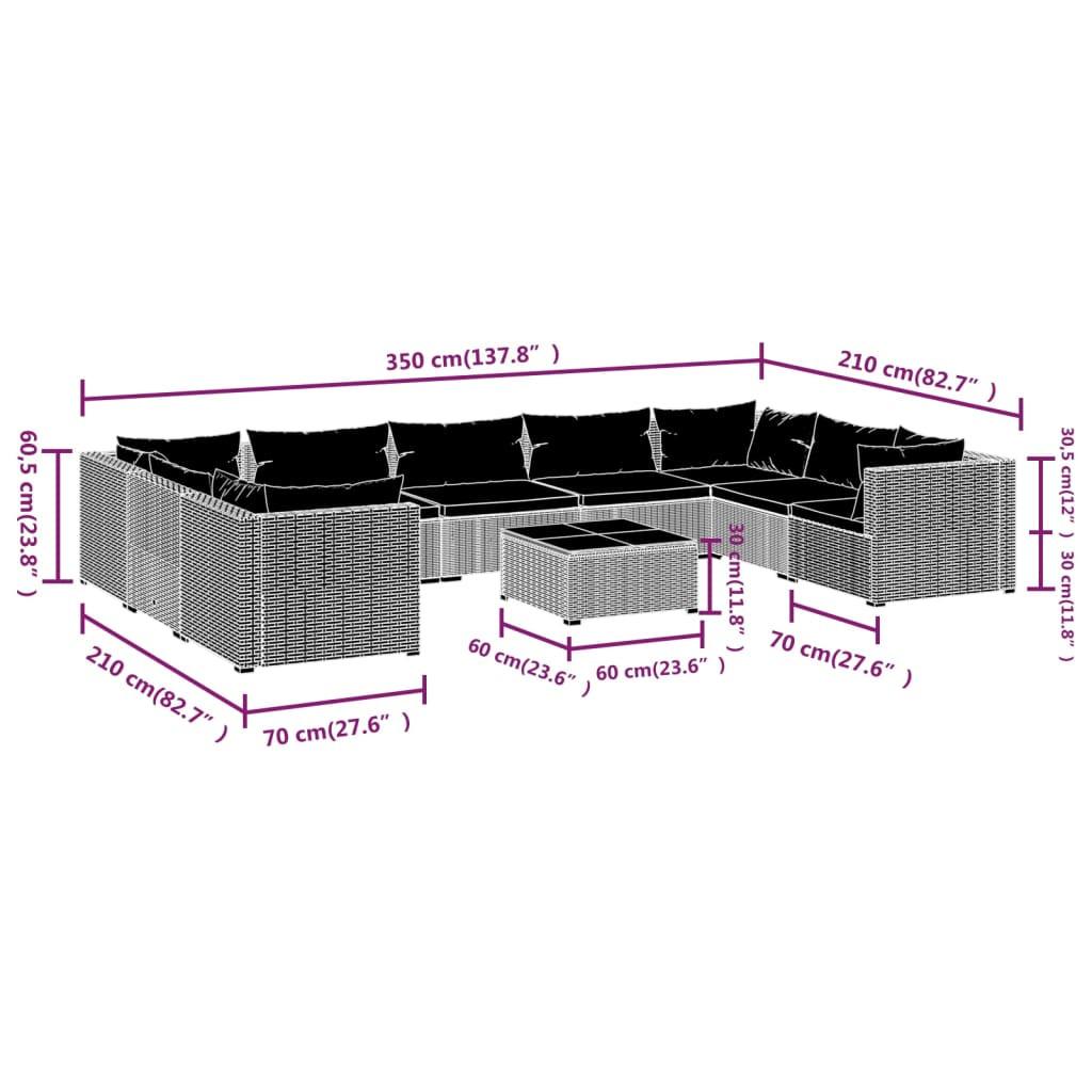 VidaXL set salotto da giardino Polirattan  