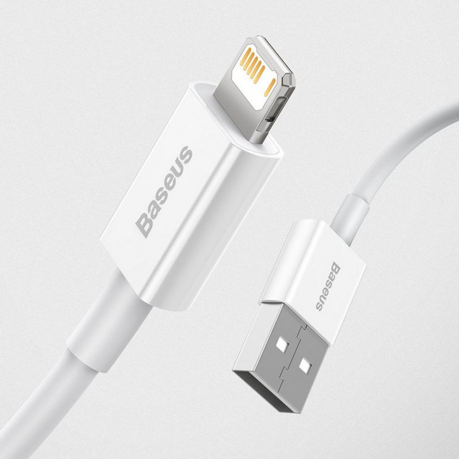 Baseus  Câble USB-A vers Lightning Baseus Superior Fast Charge, 2,4 A, 0,25 m - Blanc 