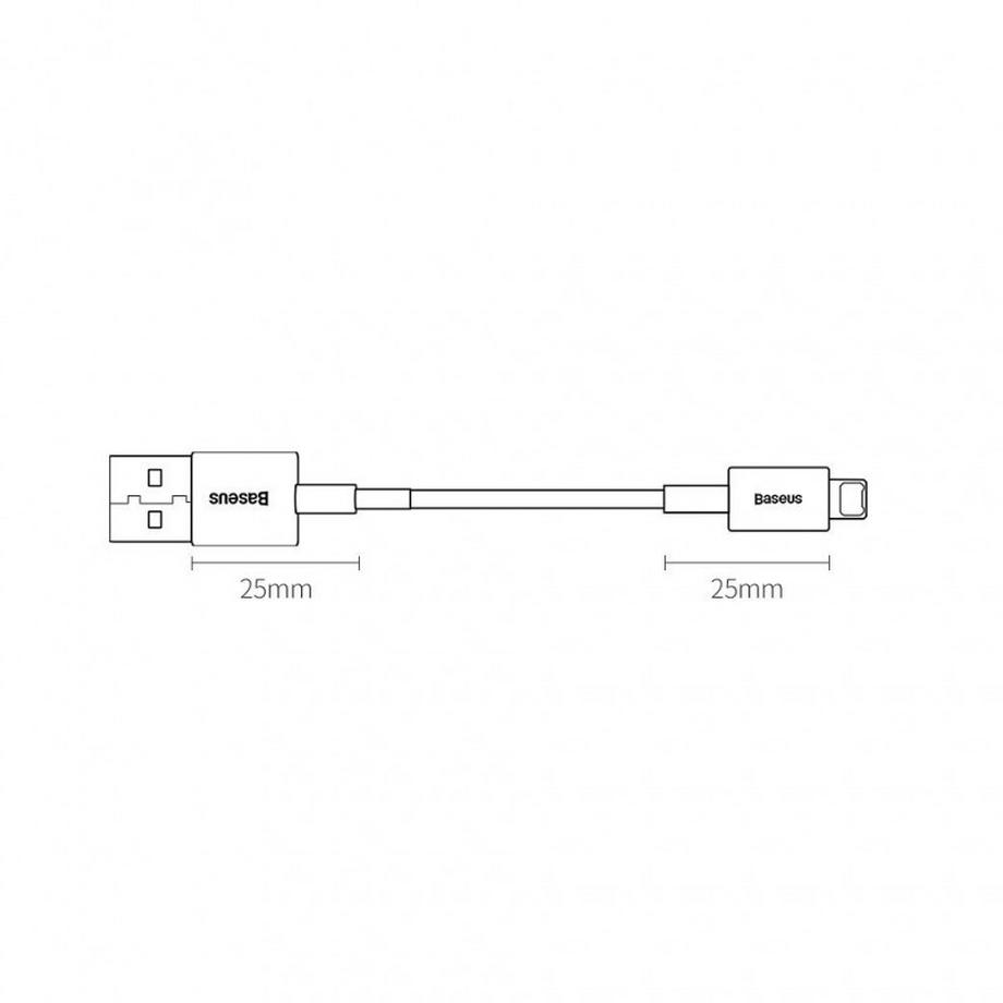 Baseus  Câble USB-A vers Lightning Baseus Superior Fast Charge, 2,4 A, 0,25 m - Blanc 