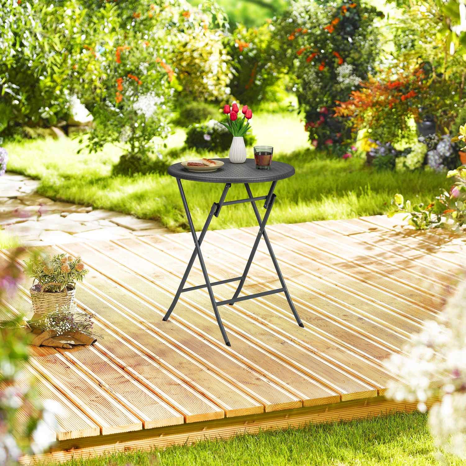 B2X Table de jardin ronde aspect rotin  