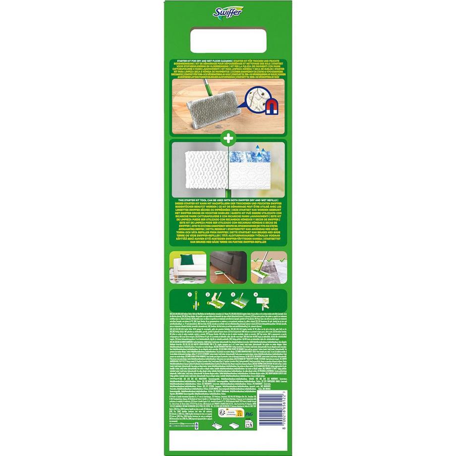 Swiffer  Kit de démarrage 1 serpillière de nettoyage + 8 serpillières sèches + 3 serpillières humides 