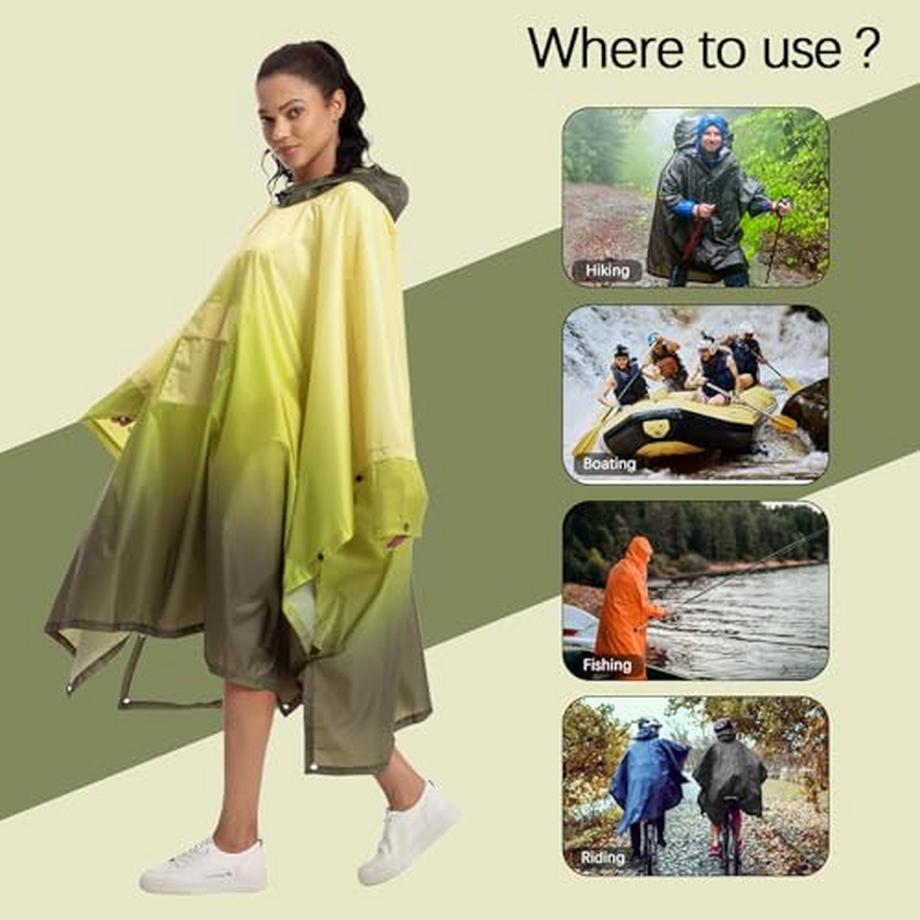 Alopini  Regencape Regenmantel Regenjacke Wasserdicht Wandern Radfahren Outdoor 3in1 Mehrzweck 
