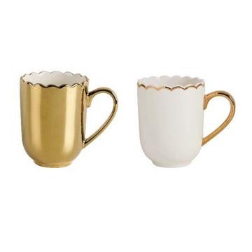 Mugs dorés et blancs Set de 2