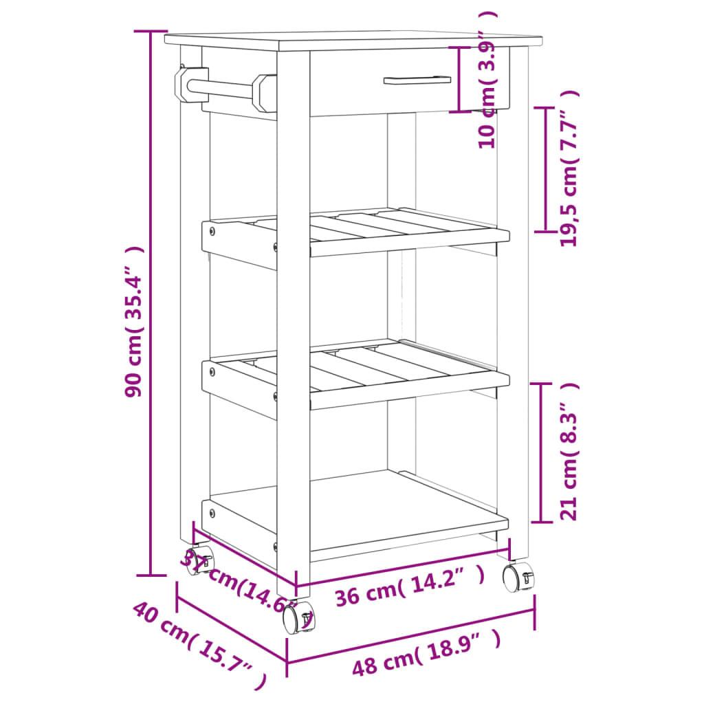 VidaXL carrello da cucina Legno di pino  