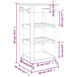 VidaXL carrello da cucina Legno di pino  