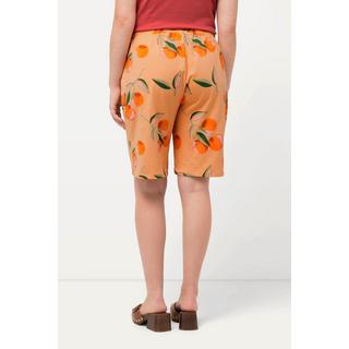 Ulla Popken  Short à imprimé pêche, jambes larges. Coton bio 