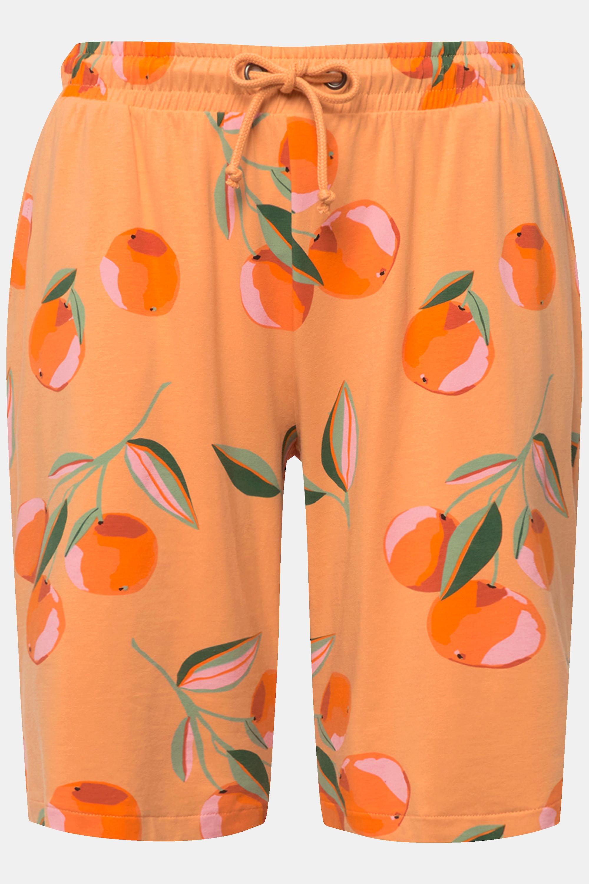 Ulla Popken  Short à imprimé pêche, jambes larges. Coton bio 