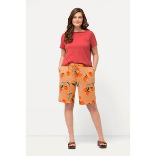 Ulla Popken  Short à imprimé pêche, jambes larges. Coton bio 