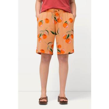 Short à imprimé pêche, jambes larges. Coton bio