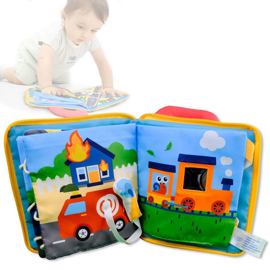 Activity-board  Babybuch Baby Stoffbuch - 2 Stück Buch Babyspielzeug - 3D Bilderbuch Stoffbücher Fühlbuch 
