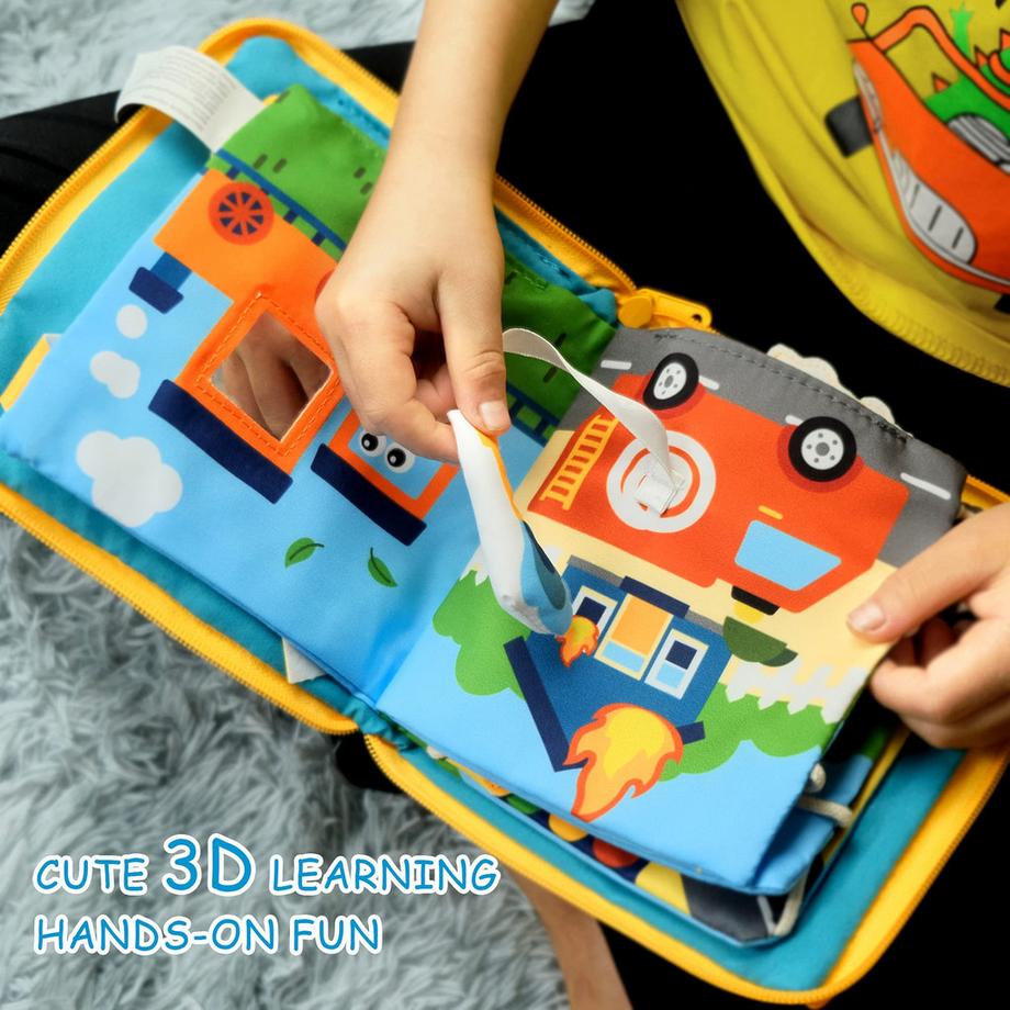 Activity-board  Babybuch Baby Stoffbuch - 2 Stück Buch Babyspielzeug - 3D Bilderbuch Stoffbücher Fühlbuch 