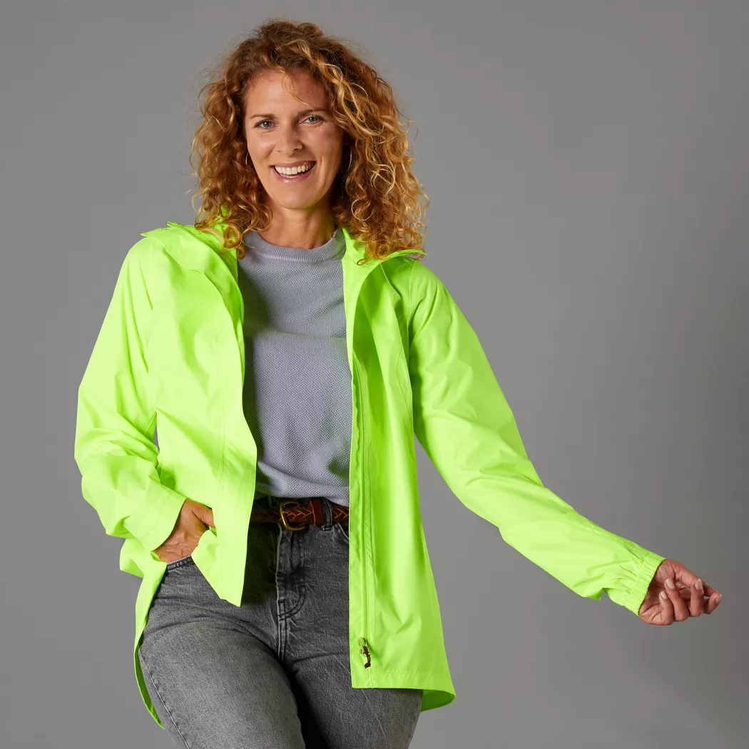 BTWIN - Fahrrad Regenjacke City 120 Damen Sichtbarkeit Psa-zertifiziert Neongelb, für Damen, Größe XL