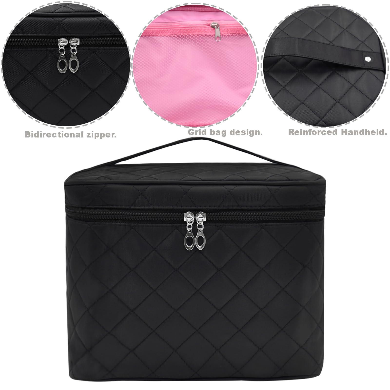 Only-bags.store Grande trousse de maquillage, trousse cosmétique portable avec poignée, fermeture éclair, étanche Grande trousse de maquillage, trousse cosmétique portable avec poignée, fermeture éclair, étanche 