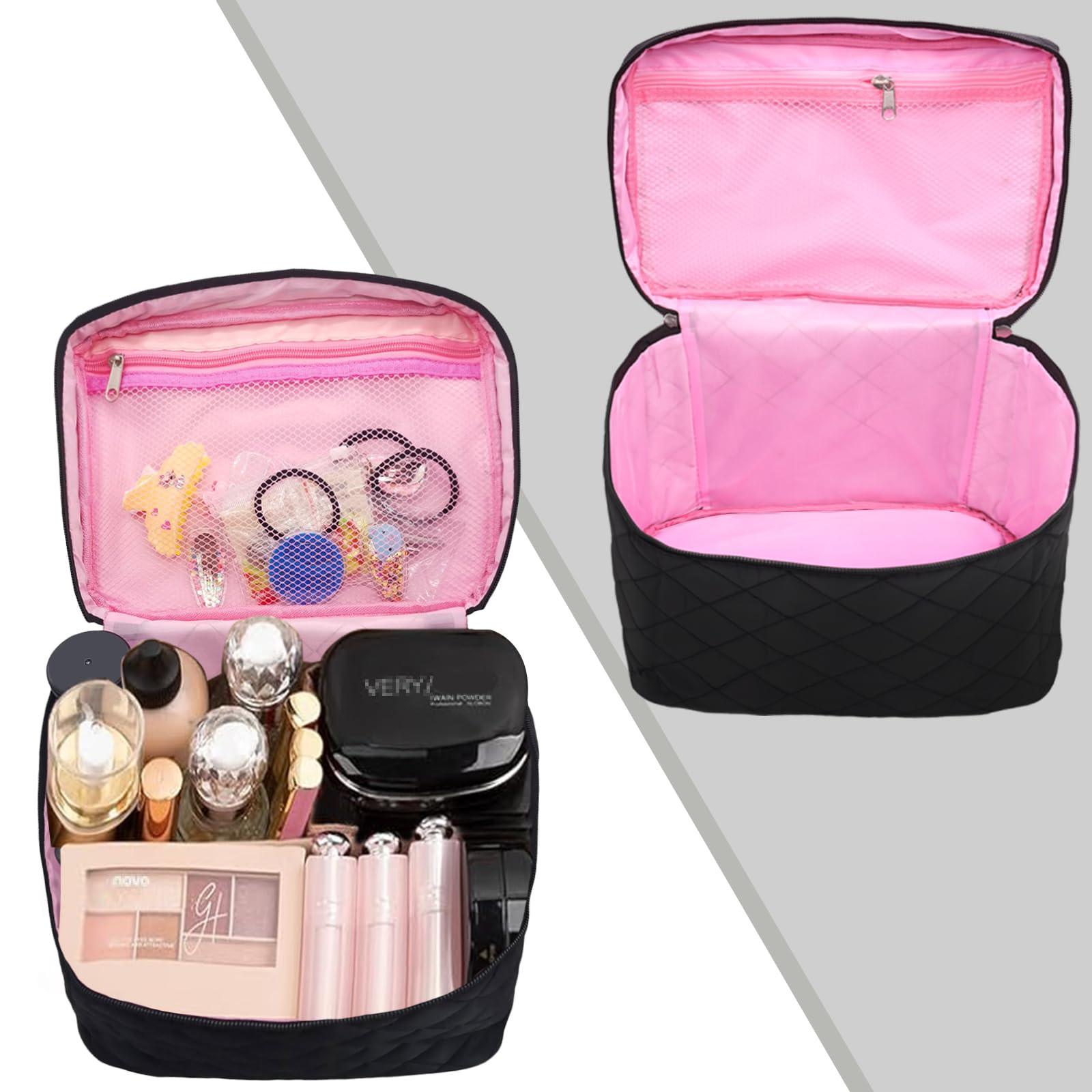 Only-bags.store Grande trousse de maquillage, trousse cosmétique portable avec poignée, fermeture éclair, étanche Grande trousse de maquillage, trousse cosmétique portable avec poignée, fermeture éclair, étanche 