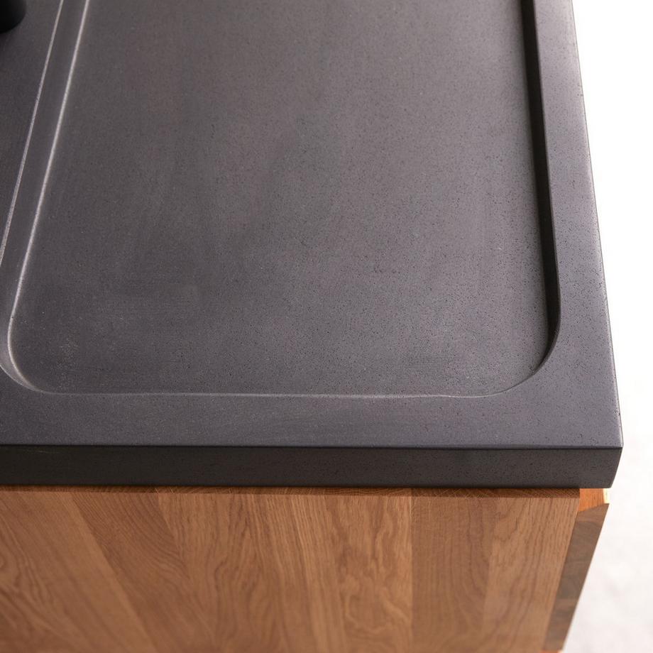 Tikamoon Mobile per il bagno in legno di quercia massello e pietra lavica 120 cm Nova  