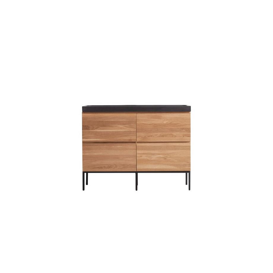 Mobile per il bagno in legno di quercia massello e pietra lavica 120 cm Nova