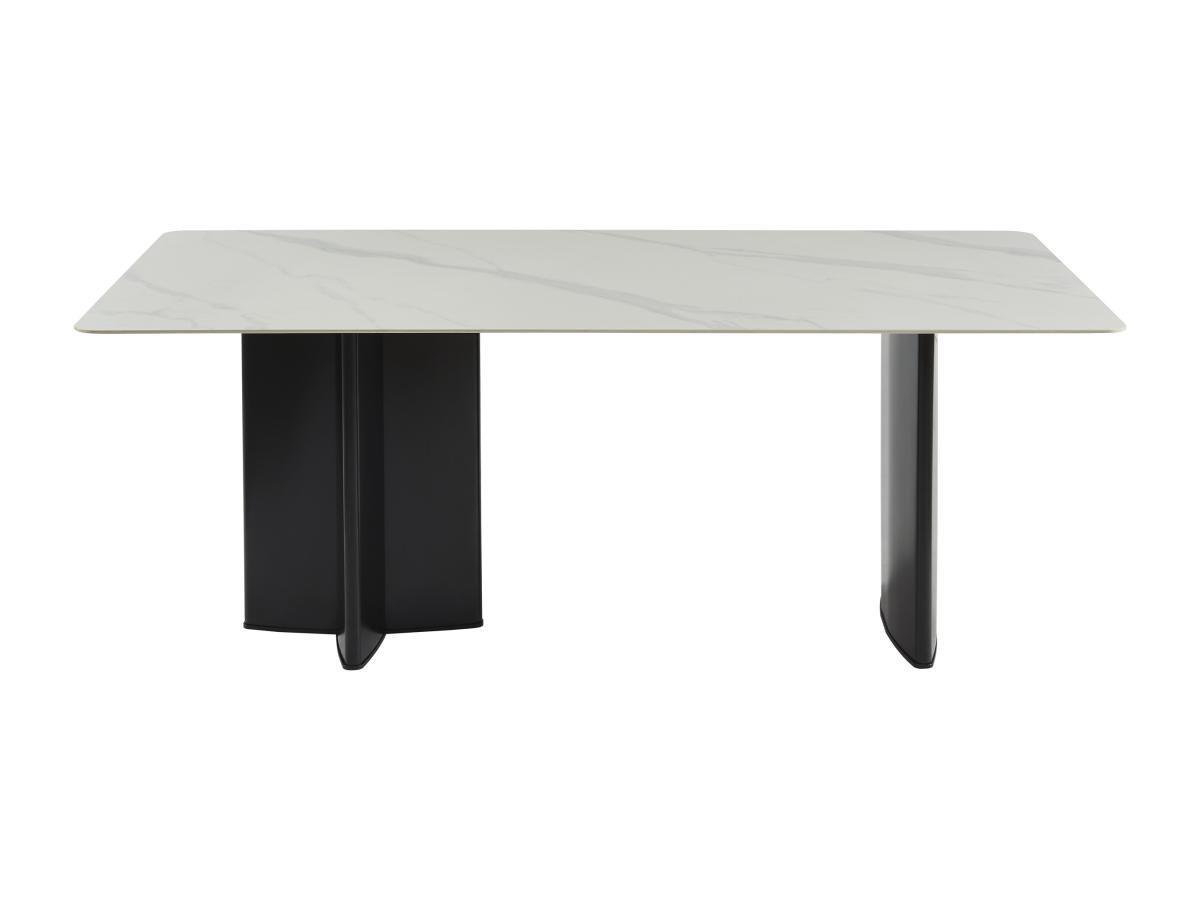 Vente-unique Table à manger 8 personnes en céramique et MDF - Effet marbre blanc et noir - SINAN  