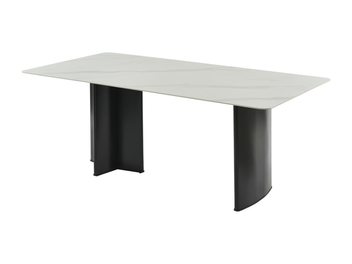 Vente-unique Tavolo da pranzo 8 coperti in Ceramica e MDF Effetto marmo Bianco e Nero  - SINAN  