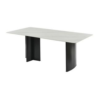 Vente-unique Tavolo da pranzo 8 coperti in Ceramica e MDF Effetto marmo Bianco e Nero  - SINAN  