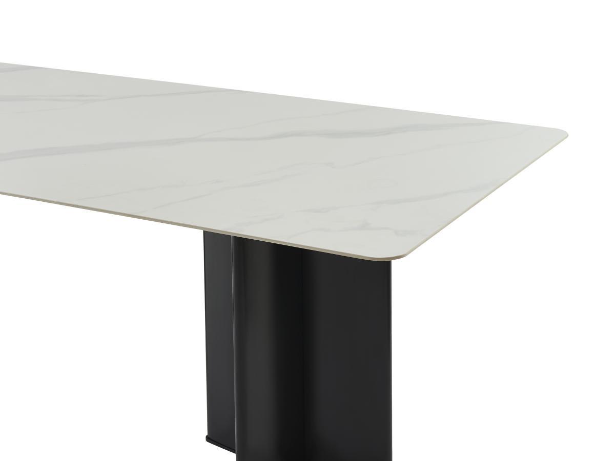 Vente-unique Tavolo da pranzo 8 coperti in Ceramica e MDF Effetto marmo Bianco e Nero  - SINAN  