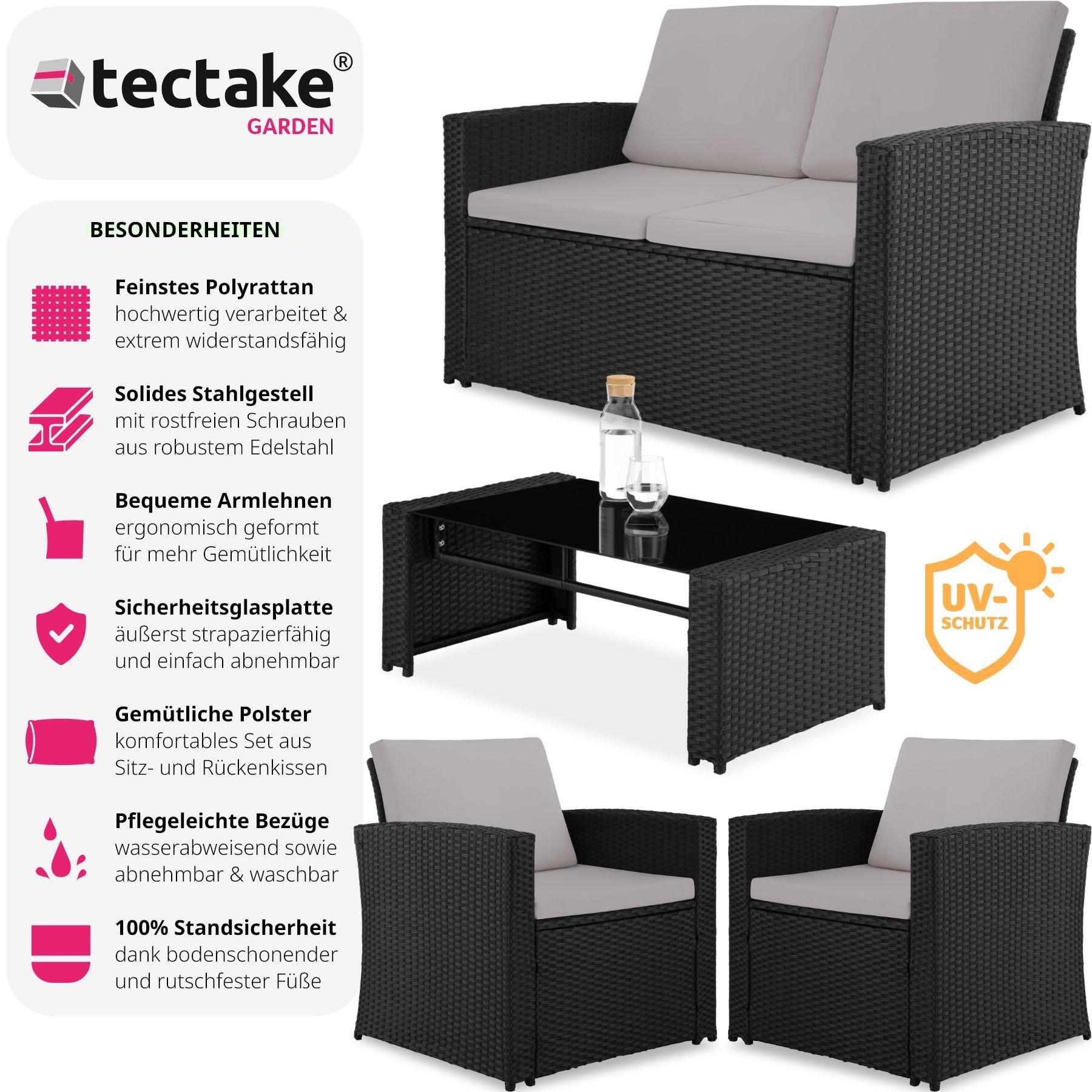 Tectake Salon bas de jardin LUCQUES 4 places  