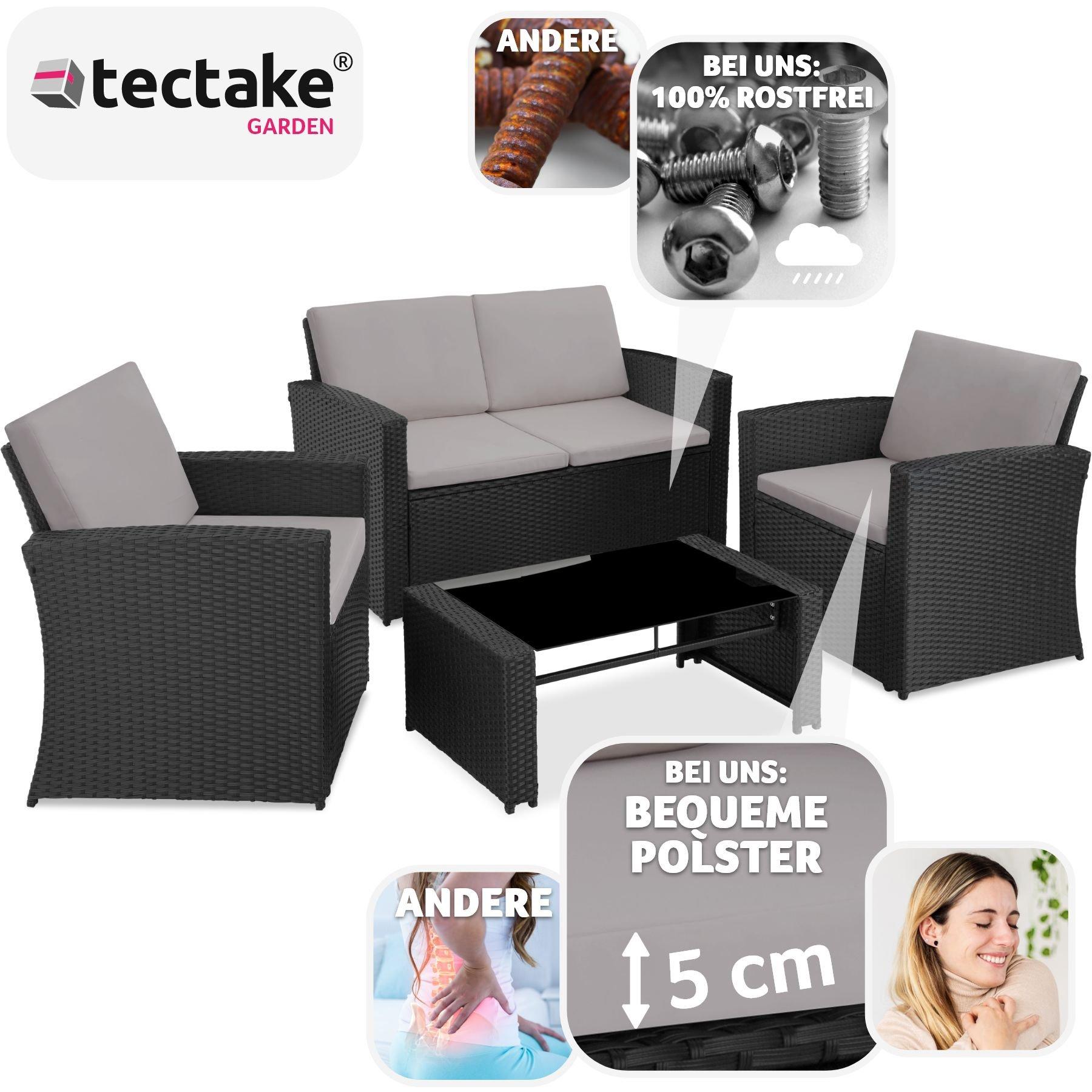 Tectake Salon bas de jardin LUCQUES 4 places  