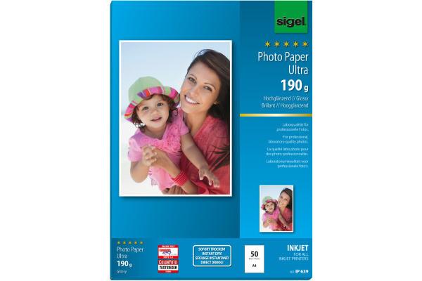 Sigel SIGEL InkJet Fotopapier A4 IP639 190g,glossy, weiss 50 Blatt  