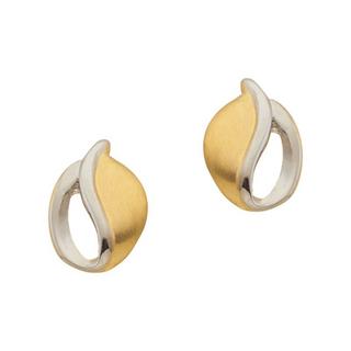 MUAU Schmuck  Clous d'oreilles bicolores or jaune/blanc 750, 10x7mm 