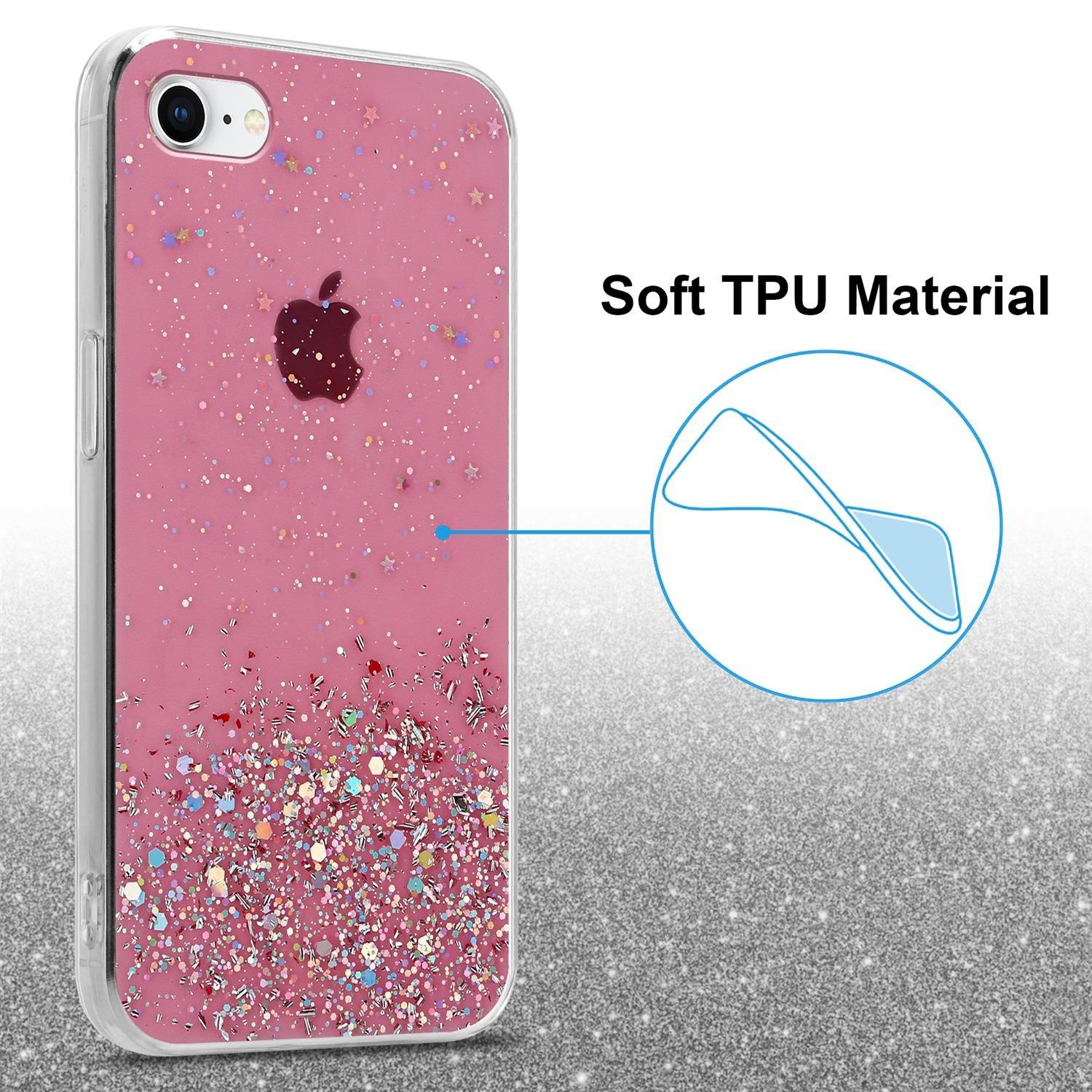 Cadorabo  Hülle für Apple iPhone 7  7S  8  SE 2020 TPU Silikon mit funkelnden Glitter 