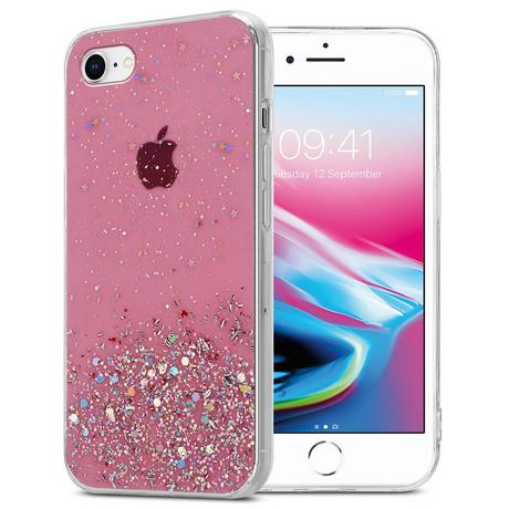 Cadorabo  Hülle für Apple iPhone 7  7S  8  SE 2020 TPU Silikon mit funkelnden Glitter 