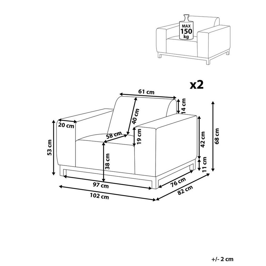 Beliani  Sessel aus Stoff Minimalistisch ROVIGO 