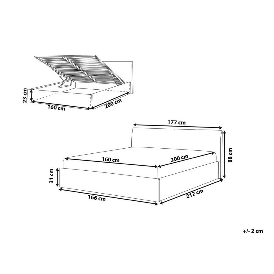 Beliani Letto contenitore en Bouclé  ORBEY  