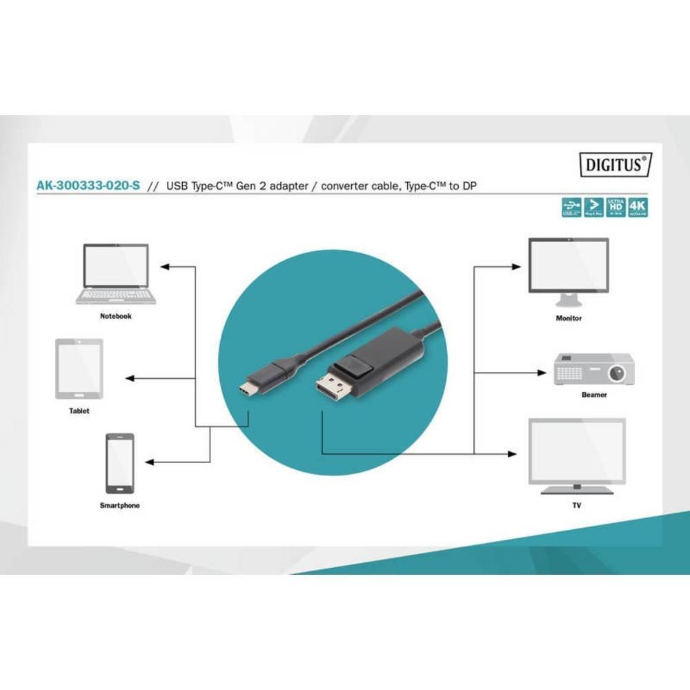 Digitus  Digitus USB Type-C™ Gen 2 Adapter-  Konverterkabel, Type-C™ auf DP 