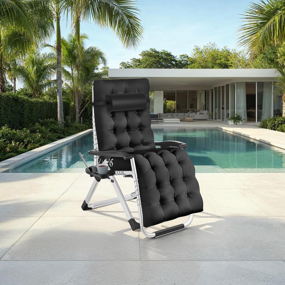 Tectake Sonnenliege Cloud klappbar stufenlos verstellbare Rückenlehne und Fußablage  