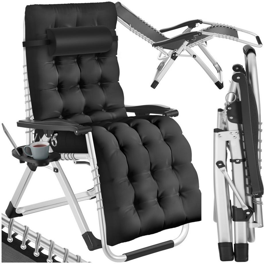 Tectake Sonnenliege Cloud klappbar stufenlos verstellbare Rückenlehne und Fußablage  