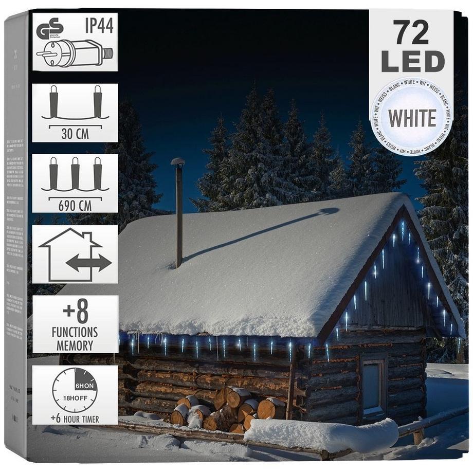 Boucle lumineuse Glaçons - 72 LED, minuterie, 8 modes d'éclairage