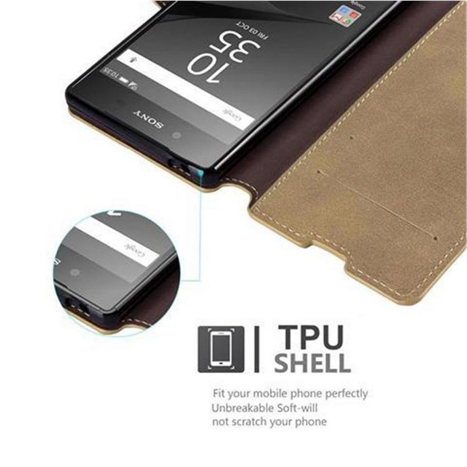 Cadorabo  Housse compatible avec Sony Xperia Z5 - Coque de protection avec fonction de support et compartiment pour carte au design rétro 