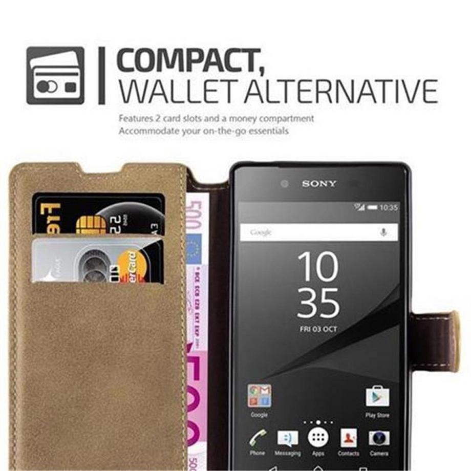Cadorabo  Housse compatible avec Sony Xperia Z5 - Coque de protection avec fonction de support et compartiment pour carte au design rétro 